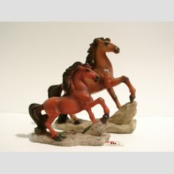 Dyrefigurer Heste - Sten Figur - Rd/Brun - 8-10cm