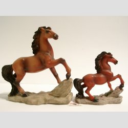 Dyrefigurer Heste - Sten Figur - Rd/Brun - 8-10cm