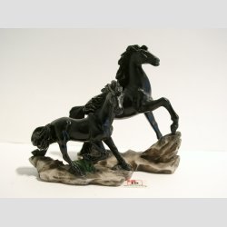 Dyrefigurer Heste - Sten Figur - Sort - 8-10cm