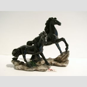 Dyrefigurer Heste - Sten Figur - Sort - 8-10cm